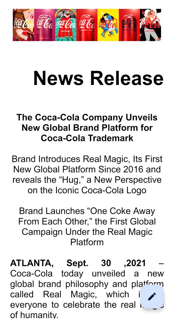 ndcnn's tweet photo. Coca-Cola 's marketing moves are always fascinating . The iconic brand has launched a new global platform Real Magic which will pay odes to humanity. And its logo is taking a curved shape to represent a Hug. From the old Open Happiness to new Hug for humanity. In sync with times! https://t.co/0dnbmvakaY