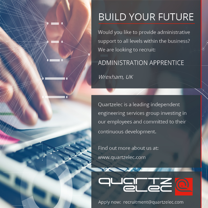 quartzelecltd's tweet photo. Quartzelec #Wrexham are looking to recruit an Administration #Apprentice
A fantastic opportunity to start a career whilst working towards a qualification.
Click on the link for more info:
https://t.co/pkgI8Re9O5
#QuartzelecPeople #UnparalleledInEngineeringServices https://t.co/FH0kpp0r44