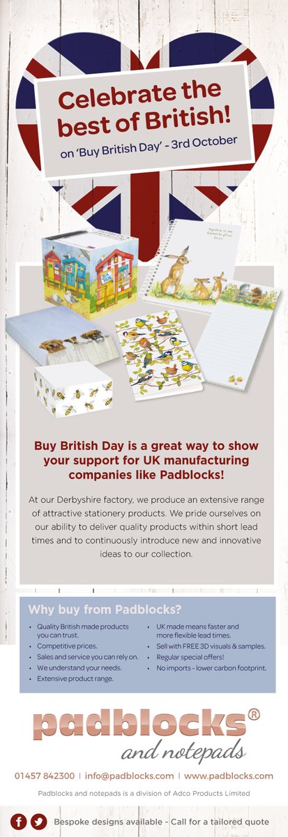 padblocks's tweet image. Celebrate #BuyBritishDay this Sunday! 🇬🇧 #Stationery #Padblocks #StationeryAddict #GreatForGifts