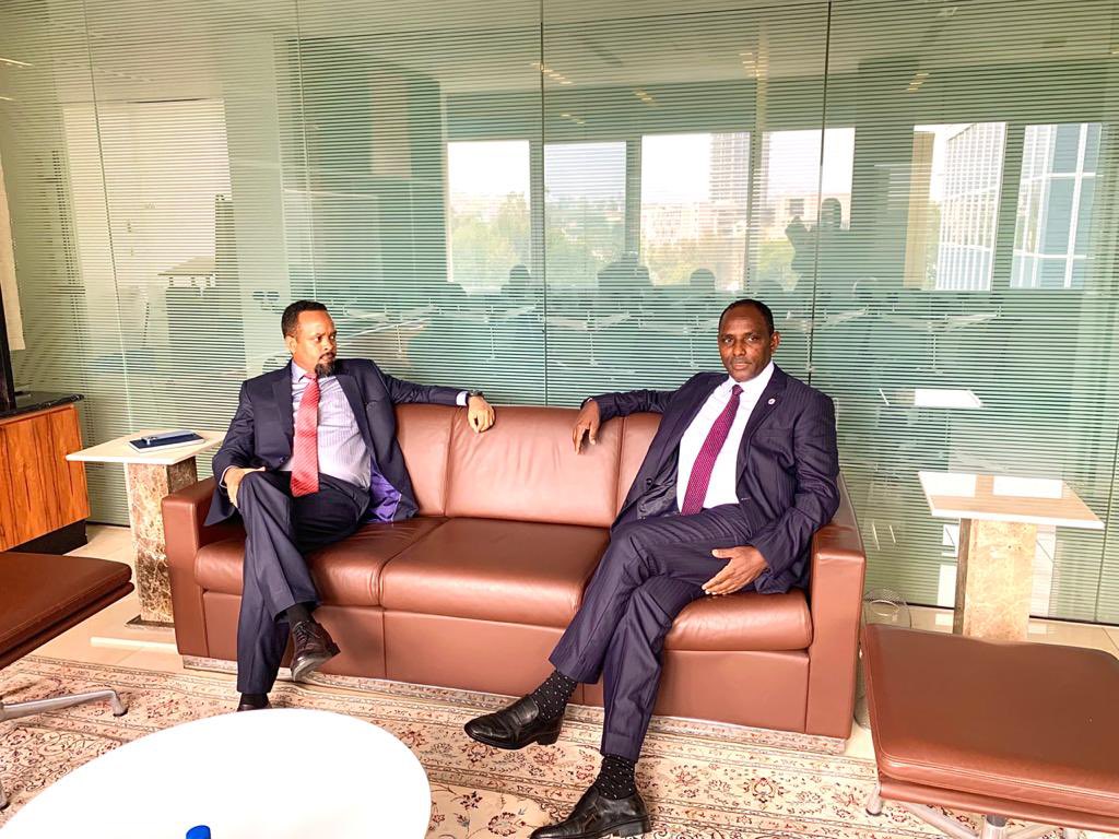 BaloziYatani's tweet photo. I had a very fruitful discussion with H.E. Ahmed Shide, the Minister of Finance of the Federal Democratic Republic of Ethiopia, who hosted my delegation in Addis Ababa.We touched on matters of strengthening of trade and investments including Safaricom between our two countries. https://t.co/o181XWskEz
