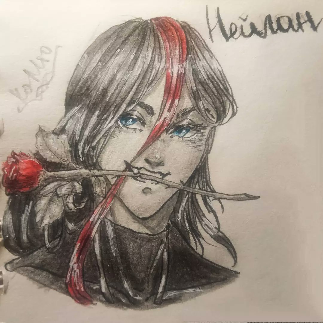 KoMio17's tweet photo. Рисунок и модель для рисунка 🤣 #art #ArtistOnTwitter #AnimeArt #traditionalart #OC #арт #анимеарт    #традишка https://t.co/CvtvPIdOSt