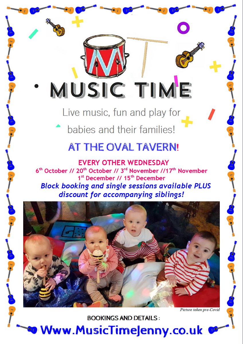 Music Time is back from Weds 6th Oct @TheOvalTavern  East Croydon! For children 0-3yrs, 11am-12noon every other Weds. Live music, instruments&fun! From £5.80. Block bookings&sib discounts available, All details musictimejenny.co.uk  @CroydonLibs @CroydonBabies @croydonevents