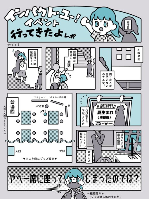インパクト・ユー!のイベントに参加した(8月)のでイラストでレポ描いてみました!情報量少ないです

帰り道も「楽しかったな…」としみじみしてしまうくらい楽しかったので、また札幌開催よろしくお願いします!🥺

#インパクトユー 
#インパクト・ユー 