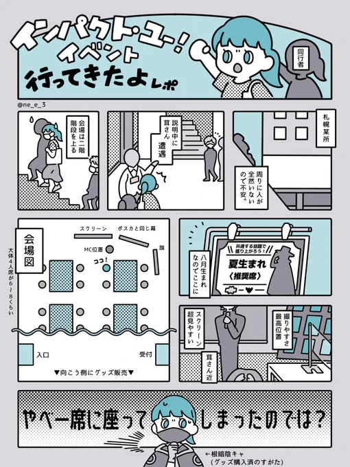 インパクト・ユー!のイベントに参加した(8月)のでイラストでレポ描いてみました!情報量少ないです

帰り道も「楽しかったな…」としみじみしてしまうくらい楽しかったので、また札幌開催よろしくお願いします!🥺

#インパクトユー 
#インパクト・ユー 
