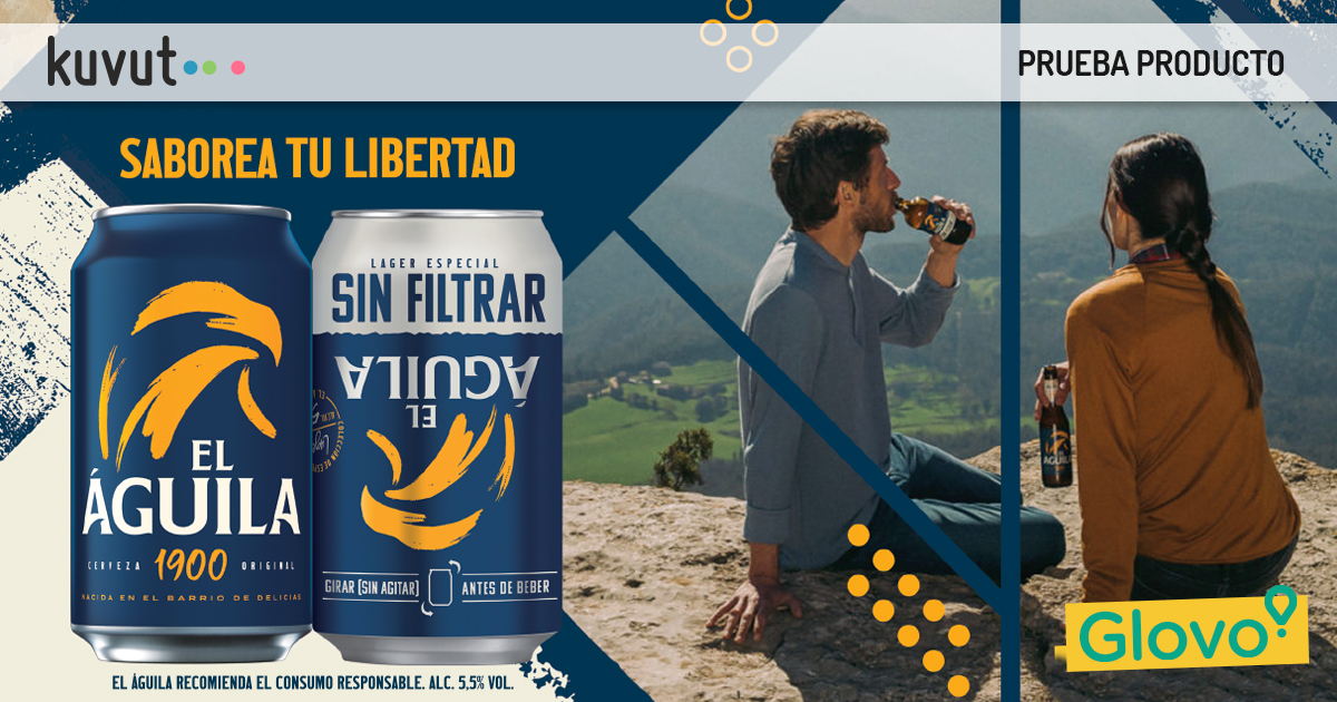 ⏰ ¡Última hora para apuntarte! 
🛒 Te damos12€ para tu compra gratuita en Glovo Express 🚴 con la que recibirás una cerveza El Águila de regalo. 
🍻 Nos encantaría ver tus stories #SaboreaTuLibertad 

Para Barcelona, Bilbao, Madrid, Málaga o Sevilla... 
bit.ly/GlovoAguila