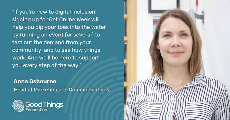 GoodThingsFdn's tweet photo. We’re delighted to have the support of some fantastic partners this #GetOnlineWeek! Thanks to @AccentureUK, we’ve been able to bring back our printed marketing packs to help community organisations promote their events and reach new people.
