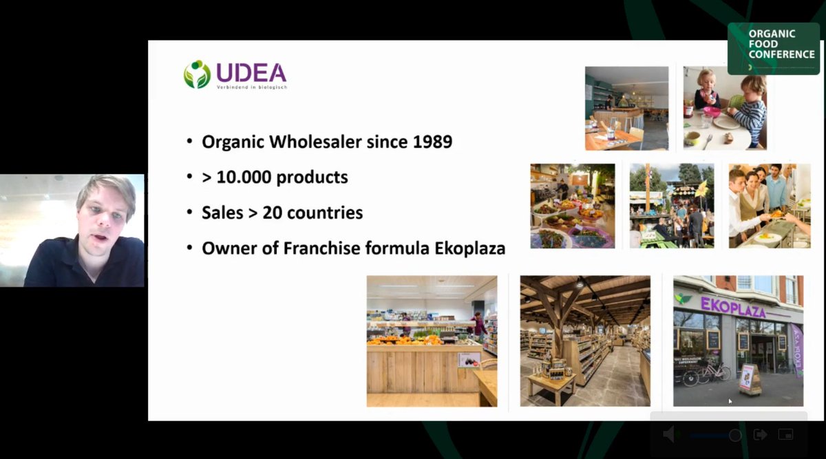 OrganicsEurope's tweet photo. Steven Ijzerman, Quality Manager @Ekoplaza presents the company's way to plastic free wholesale, having the 4 #OrganicPrinciples, especially that of ecology, at heart at #OFC2021 #OrganicFoodConference https://t.co/4k6VB0inYK