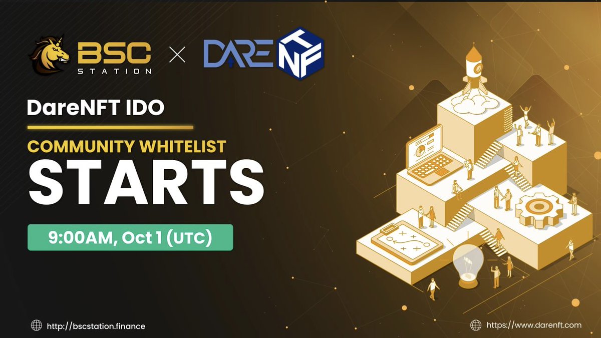💰Community whitelist for <a href="/darenft/">DareNFT | NFT2.0 Protocol</a> IDO starts now! 
👉Complete the whitelist requirement tasks and fill out this from to get whitelisted: bit.ly/2Ws2wq0
🔥 More details: 
x.com/bscstation/sta…