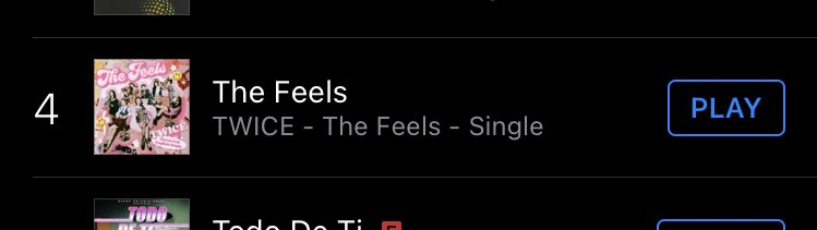 once_spain's tweet photo. The Feels ha subido al #4 en la lista de singles en iTunes España😱

Seguid comprando la canción ‼️

#TheFeels #GetTheFeelsWithTWICE @JYPETWICE https://t.co/4OyXvQnc4B