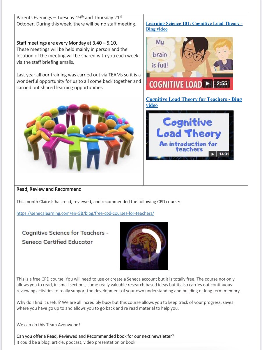 Have just published to staff our first CPD newsletter of the year <a href="/avonwoodTL/">Avonwood T&L</a>. Not only creating links with last week’s staff meeting but offering additional further reading/watching to support and reinforce. Am also excited to promote the regular use  of <a href="/IRIS_Connect/">IRIS Connect, PD</a>.