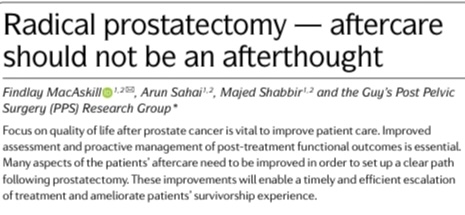 'Radical Prostatectomy: Aftercare should not be an afterthought' in @NatRevUrol with @sonnyurol @MajShabbir. Read here: rdcu.be/cyIuS