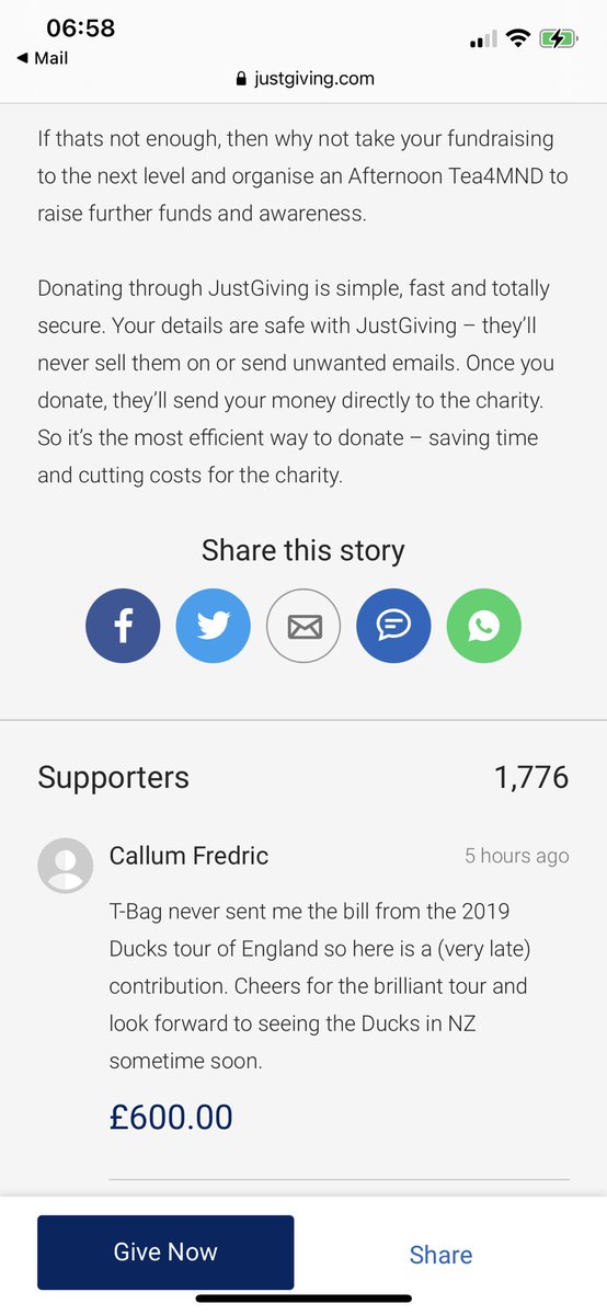 When you wake up to an unbelievably kind donation to the cause! Thank you to <a href="/TheBeijingDucks/">The Beijing Ducks CC</a> and their supporters for their continued support to the #Tea4MND campaign! You are contributing to a quacking total for <a href="/mndassoc/">MND Association</a> ! #TeamMND 💙🧡 #QuackQuack 🦆