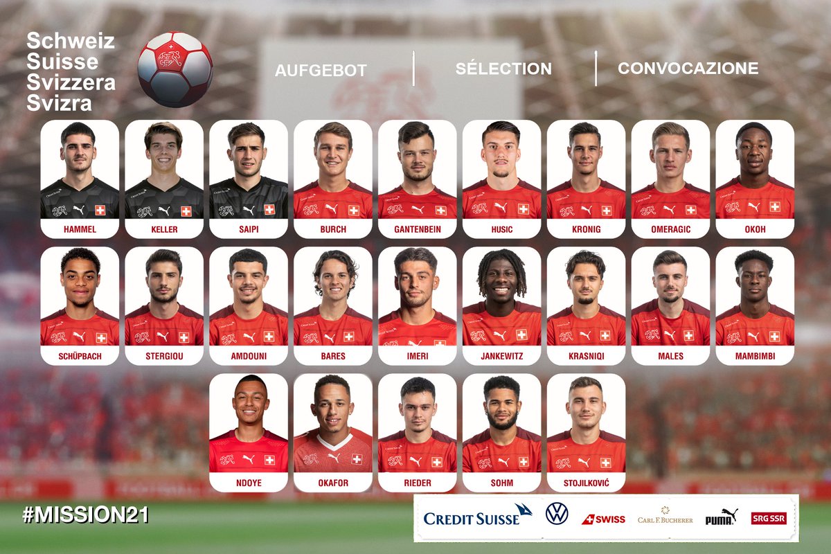nati_sfv_asf's tweet photo. Aufgebot U-21 / Sélection M21 / Convocazione Under 21 

🇨🇭🆚🇳🇱 
📅08.10 | 19h00 | Stade de la Tuilière
🎫https://t.co/cjM6IX8Xn5 (Caisses du stade fermés / keine Abendkasse)

🇧🇬🆚🇨🇭
📅12.10 | 16h00 CET | Sofia

Mehr Infos 👉https://t.co/AeHvUVv9wn

#mission21 #SUINED #BULSUI https://t.co/hFE26Hig5W