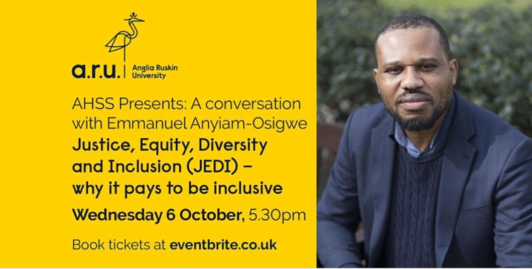 Don't miss this! 
AHSS Presents - a conversation with: @EmmanuelAnyiamO Esq, MBE: 'Justice, Equity, Diversity and Inclusion - why it pays to be inclusive'. 

Wednesday 6 October, 17:30 (Online event).

Book your free tickets now: facebook.com/events/8623985…

 #BHM #BlackHistoryMonth