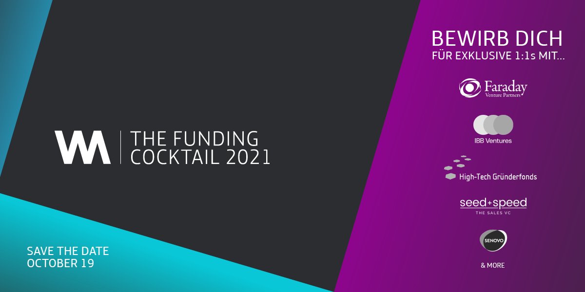 WayraGermany's tweet photo. Apply for 1:1s with your best fit Investors, namely @faradayvp, @HTGF, IBB Ventures, @seedandspeed and @senovoVC.

The selected startups can meet up to 4 VCs. Are you in? Apply now 👉 https://t.co/dThhmeYJJF until October 10. 

#TheFundingCocktail #TFC https://t.co/YfFrAxzEq7