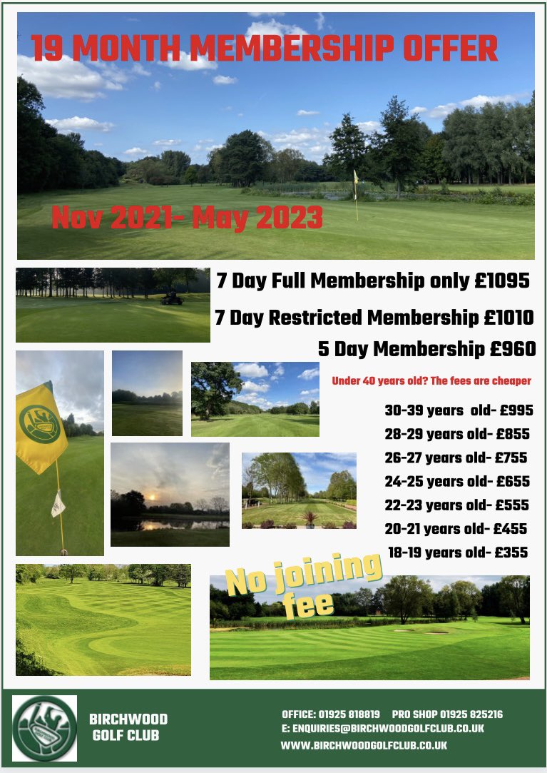 carledwardsgolf's tweet photo. Check out our unbelievable 19 month membership offer @Birchwood1 @birchwoodgreens available from November 2021 for new members. With fantastic prices for under 40’s. #nobrainer https://t.co/sLjveX2xzV