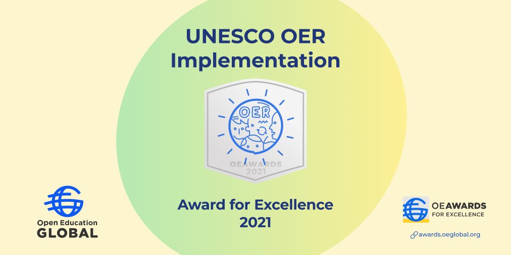 OpenEdGlobal's tweet image. In the category of 🏆 UNESCO OER Implementation 🏆
the #OEAward21 goes to ... 🥁

ALL of 294 presenters at #OEGlobal21!

🎉 CONGRATULATIONS #21OERAwardWinners!! 🎉

Honor list 👉 bit.ly/OEAwards21_OER
