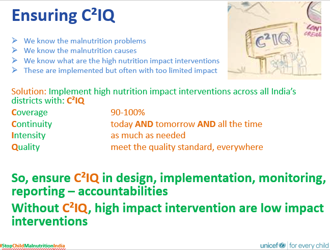 Someone just asked me what is C²IQ?
For me it's:  fundamental of health & nutrition programming; a slogan and advocacy message; the simple truth; something we nutrition partners rally behind; 4 symbols describing what we all should work together on to #StopChildMalnutritionIndia.