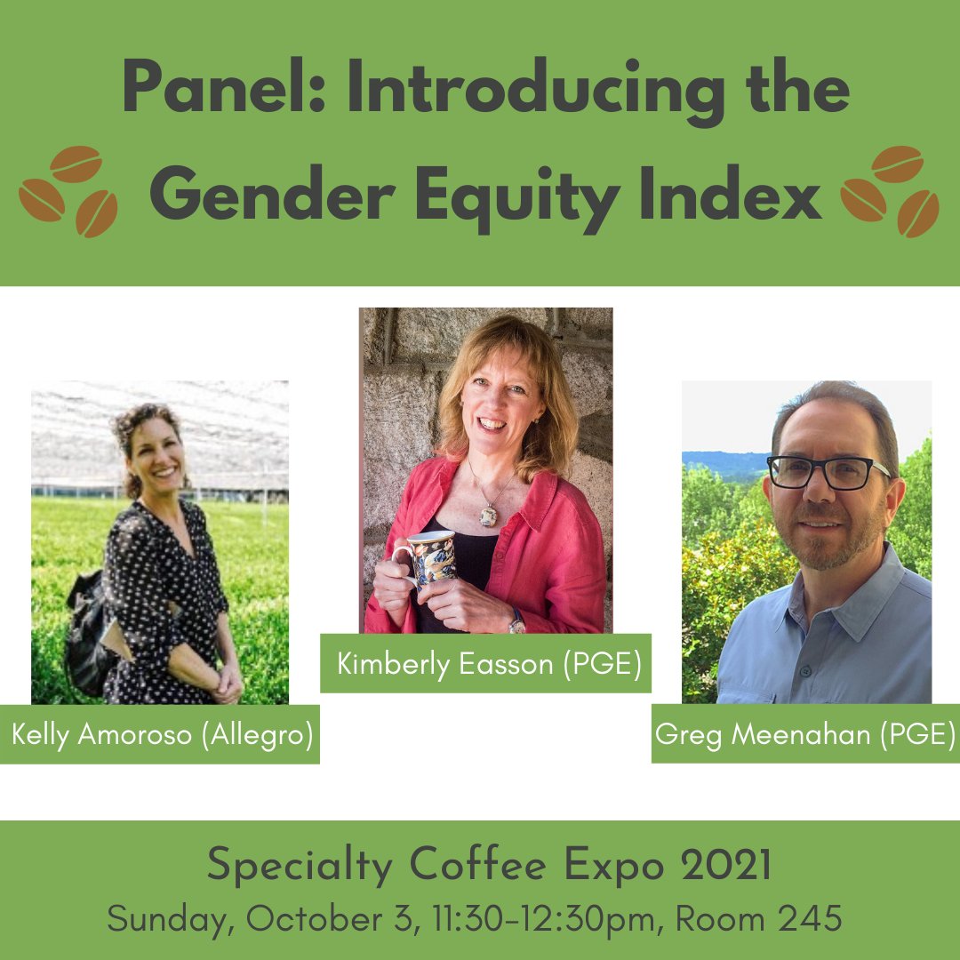 PGE is in NOLA at the #specialtycoffeeexpo ! Join us this Sunday to hear about one of our latest initiatives, the Gender Equity Index.