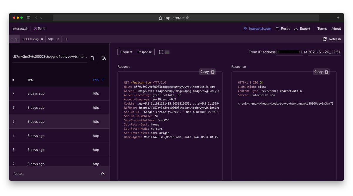 pdiscoveryio's tweet image. NEW-RELEASE 📢📢

We&apos;ve opensourced a web client for interactsh - A web-based user interface to visualize all the interactions.

Web Client - app.interactsh.com

GitHub Project: github.com/projectdiscove…

#hackwithautomation #oob #opensource