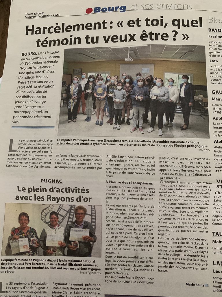 clgjprevert33's tweet photo. Le @clgjprevert33 mis doublement à l’honneur aujourd’hui dans la presse. Peut-être que nous aurons l’honneur de voir l’@AcBordeaux et @ABisagni nous faire l’honneur de la mise en avant de tout ce que nous faisons à Bourg. https://t.co/jL3WZy4uFP https://t.co/lsRw79wYrD