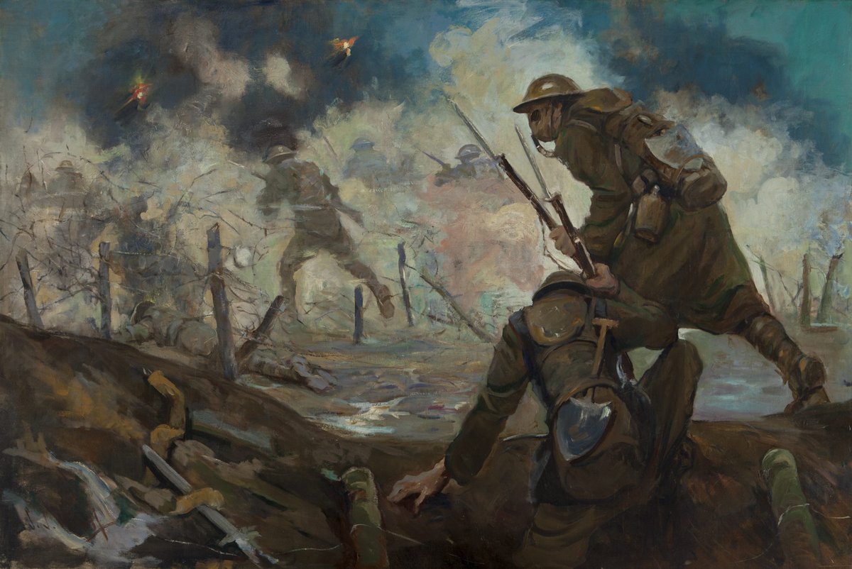 ARMY ART FRIDAY - WWI
We end our week of focusing on #WWI with a selection of our #ArmyArt depicting the war. 

"Battle Scene"
by Artist Samuel Johnson Woolf

Currently on display at the @NationalArmyMuseum
Tell us about your connections to the war!

#Armyhistory #USArmy #TRADOC