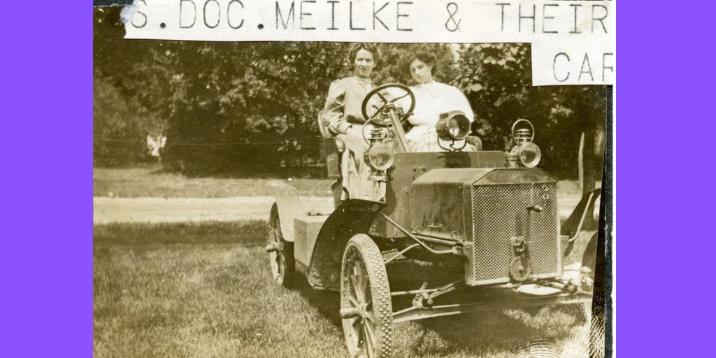 kansashistory's tweet photo. It’s #ModelTDay, which commemorates the first production of the Model T #OTD in 1908! Here Myrtle Mielke is behind the wheel of a Ford Model T.  As a young woman, she married Dr. C.H. Mielke in 1893 and they moved to Hesston and then Alma, where her husband practiced medicine. https://t.co/Iz0uoLwnQV