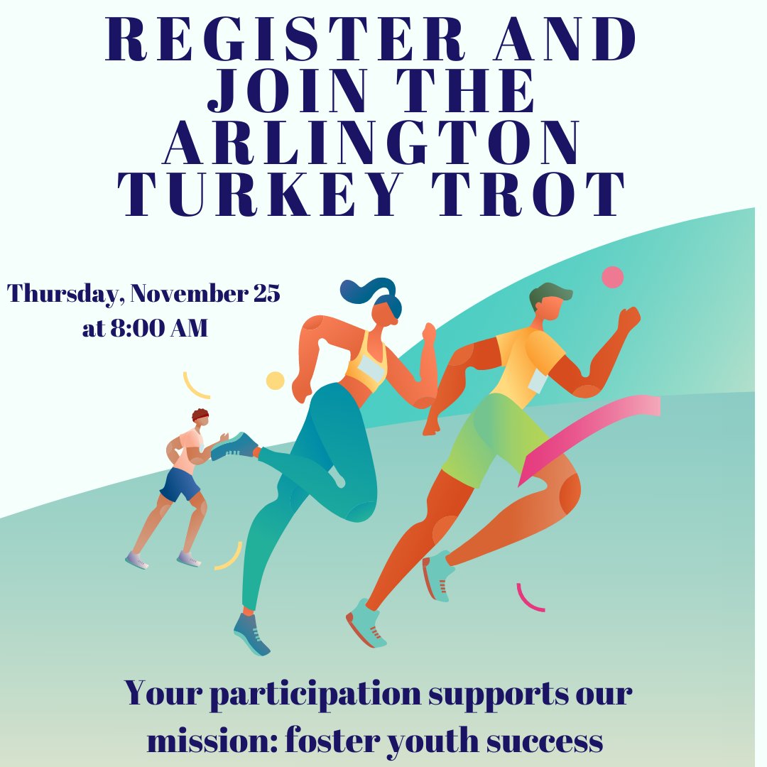 RegratifyingFD's tweet image. 3 Ways You Can Join the Fun:

1. Run! Register for the Turkey Trot: zcu.io/8q1F 

2. Volunteer! Sign up: zcu.io/emZs 

3. Become a Sponsor! Sponsorship opportunities: zcu.io/vEQO

#fostercare #fosteryouth #arlingtonturkeytrot