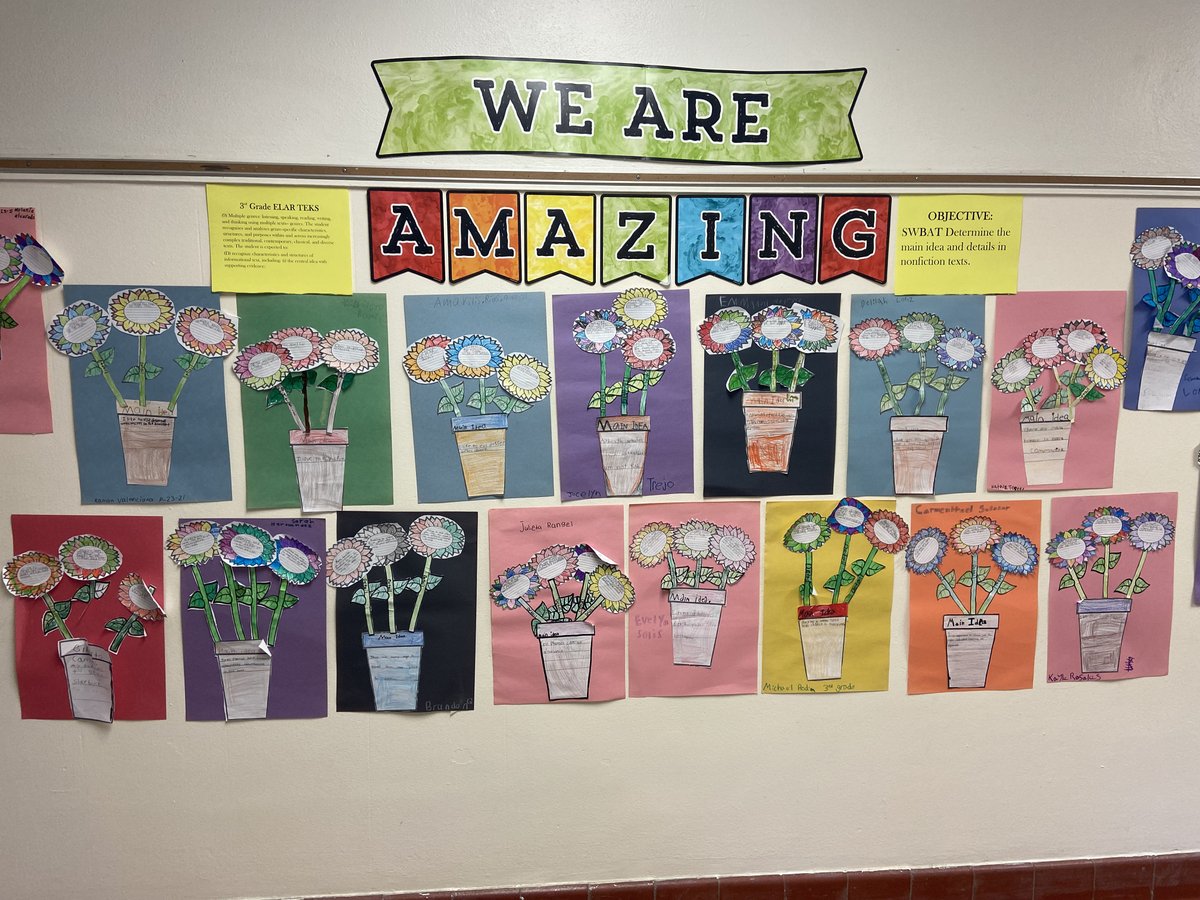 HHeightsFWISD's tweet photo. Take a look at this amazing work by our 3rd grade students. What a fun way to teach students Main Idea with supportive evidence.  #literacy #learningisfun @FortWorthISD #ELAR #ELEMENTARYLEARNING https://t.co/eiJbWe6nwG