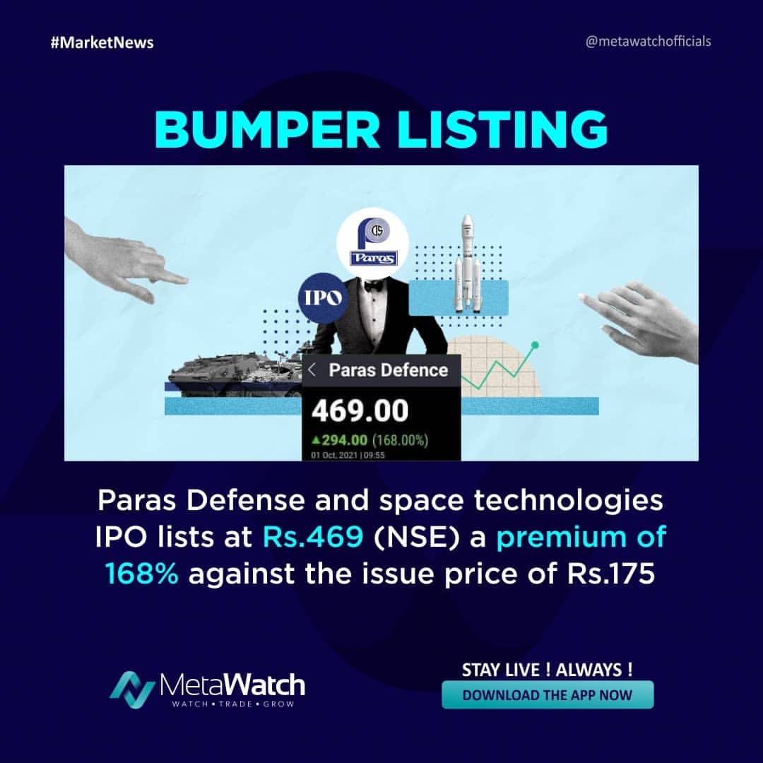 WatchMeta's tweet photo. Paras defence IPO listed today!
.
#todaynews #parasdefence #parasdefenceandtechnologies #parasdefenceipo #paras #parasdefenceandspacetechnologieslimited #ipo #ipoprice #nse #nseindia #bse #bseindia #business #multibaggerstocks #multibaggershare #sharemarketnews https://t.co/Ly27Qsy1vK