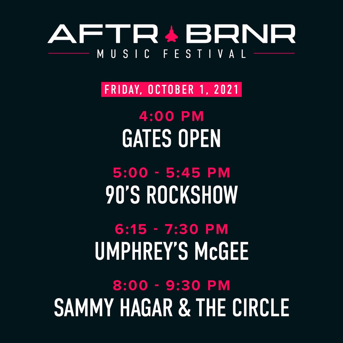 #AfterburnerFest is finally HERE! Check out tonight's lineup featuring <a href="/sammyhagar/">Sammy Hagar</a>, <a href="/umphreysmcgee/">Umphrey's McGee</a> and 90's Rock Show. See you on the beach! 🤘🎸

Get your tickets in advance: bit.ly/3kTOQh0