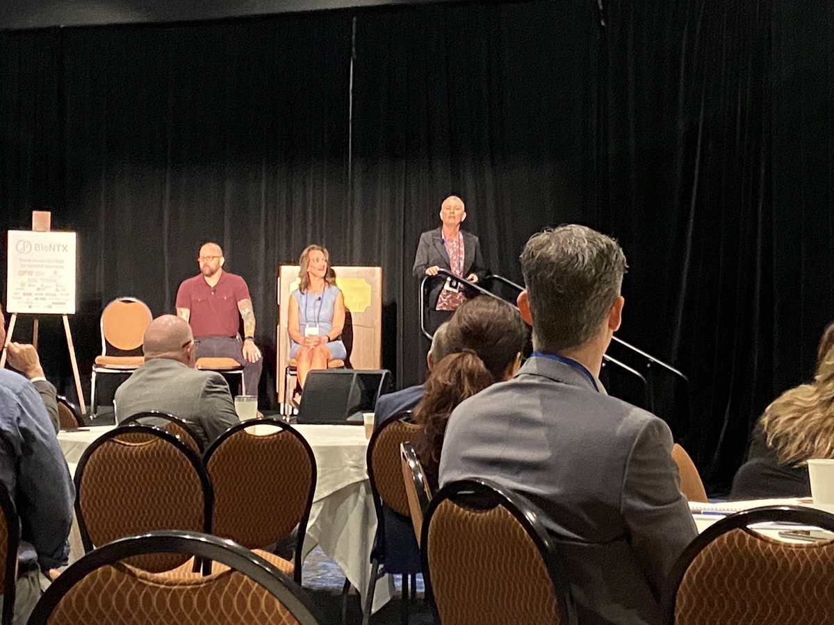 SWMedFoundation's tweet photo. How can we encourage better #Biotechnology education in #tx? Bridget Kirckpatrick from @collincollege explains the state efforts to improve our #highereducation system. #ic3summit @BioNorthTX https://t.co/6vpvbY9UOd