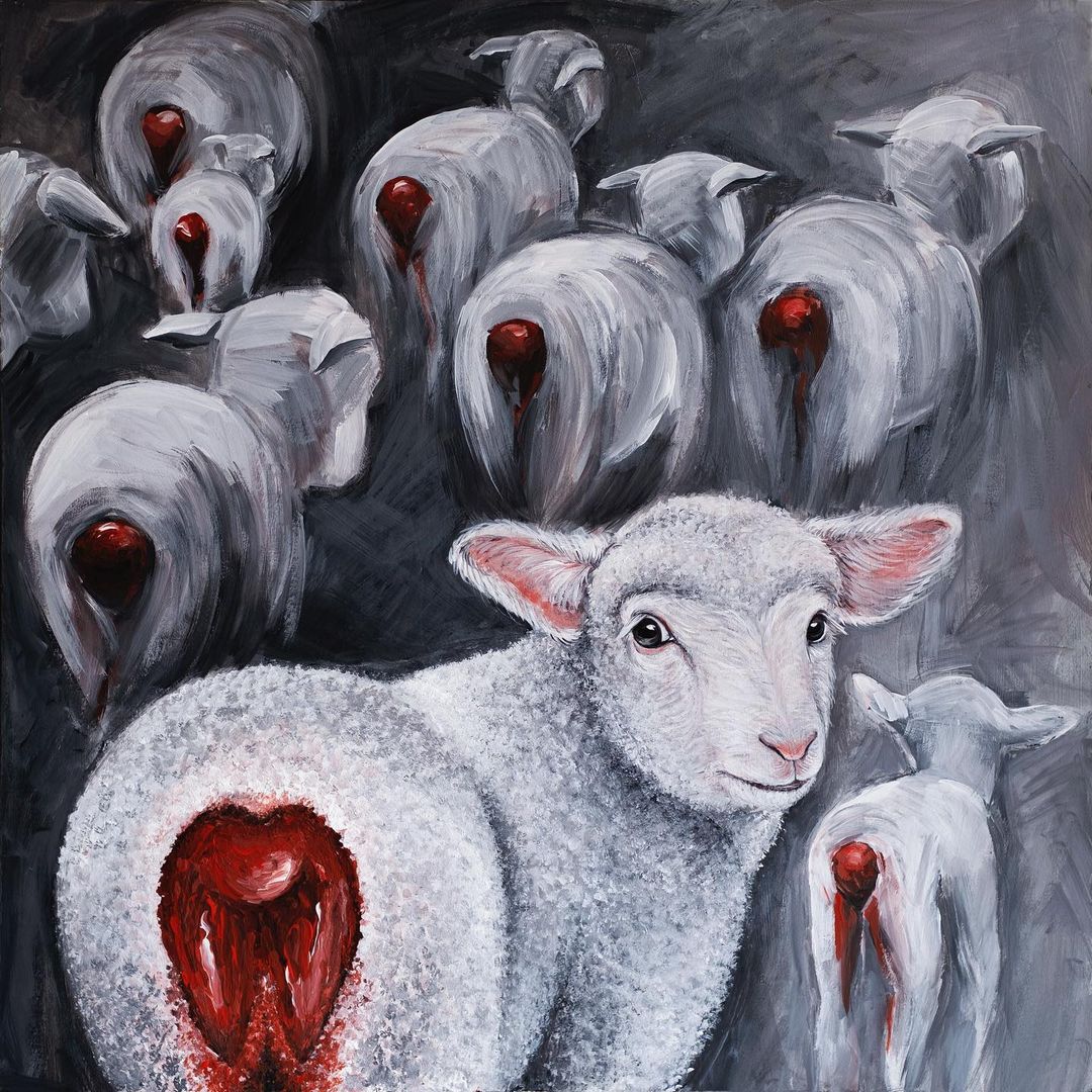 PETA_Latino's tweet photo. Las ovejas son animales nobles que pueden recordar alrededor de 50 rostros durante más de dos años y no merecen ser lastimadas ni explotadas por nuestra ropa.
#dropthewool 💔🐑
🎨: atelierchantalkaufmann https://t.co/quU0OwN6HR