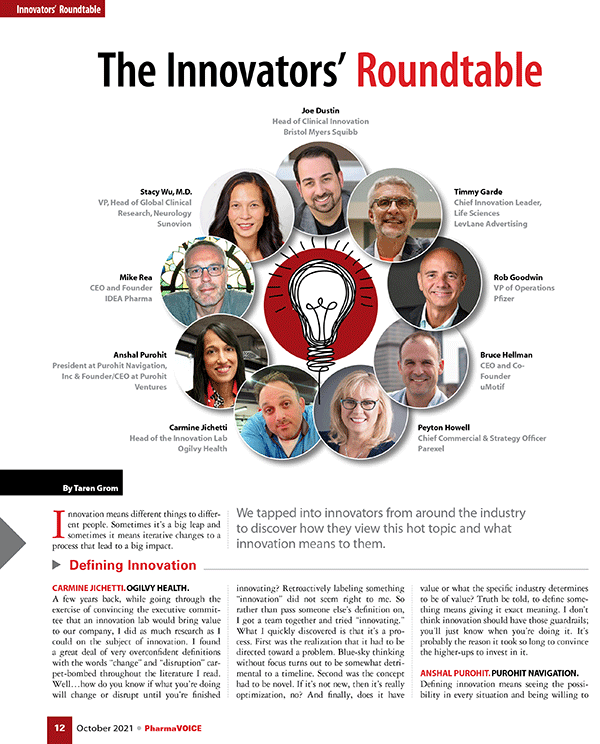 PharmaVoice's tweet photo. In our cover article this month, several experts discuss the difficulty of defining innovation, and whether it is a teachable trait or inherent in one’s DNA. https://t.co/y8qw1kARhD https://t.co/gFILDqPI9N