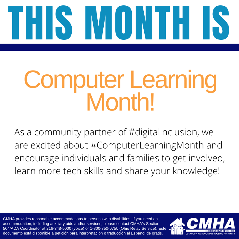 CuyahogaHousing's tweet photo. Thank you to all of our #community partners as we move forward with our #DigitalInclusion efforts to bridge the digital divide. Check out https://t.co/sGoJPXutqj, which provides online computer courses to the community! #digitalinclusion #computerlearningmonth #connecthome https://t.co/AlXurt33rQ