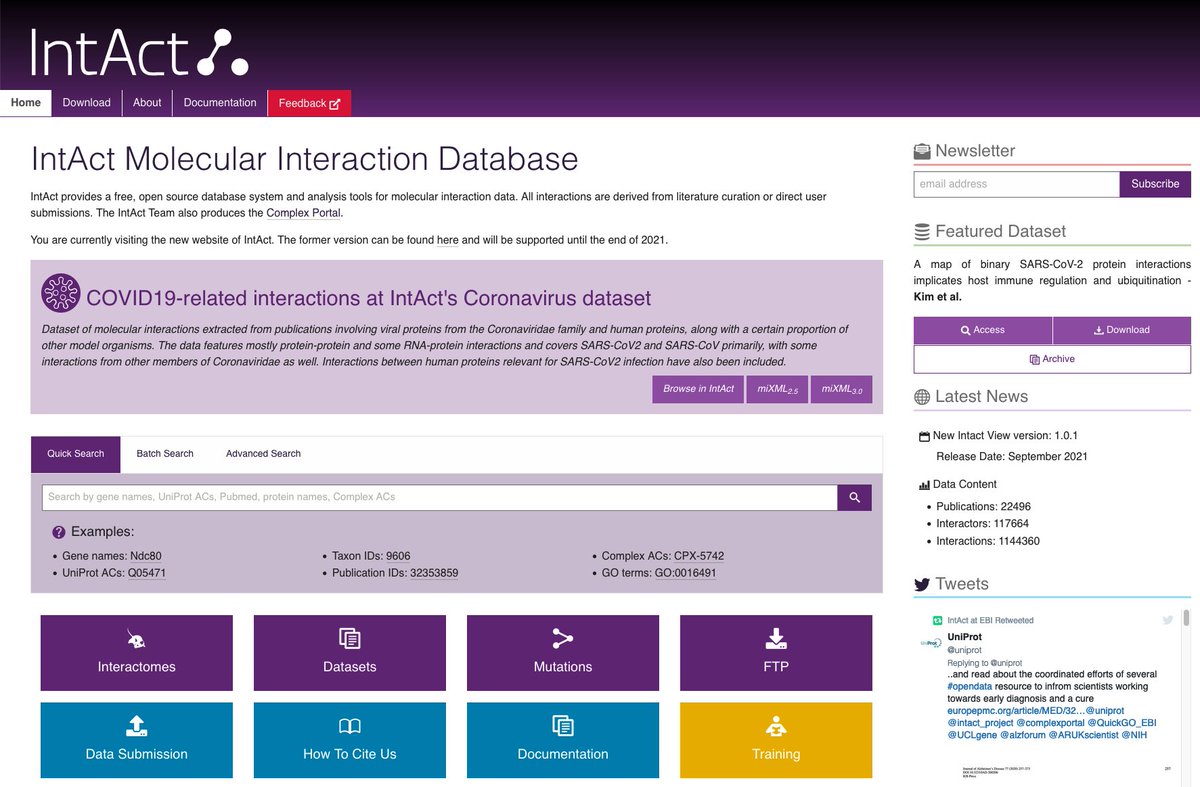 Our new website is out: ebi.ac.uk/intact/home Supported by a brand new webservice: ebi.ac.uk/intact/documen…