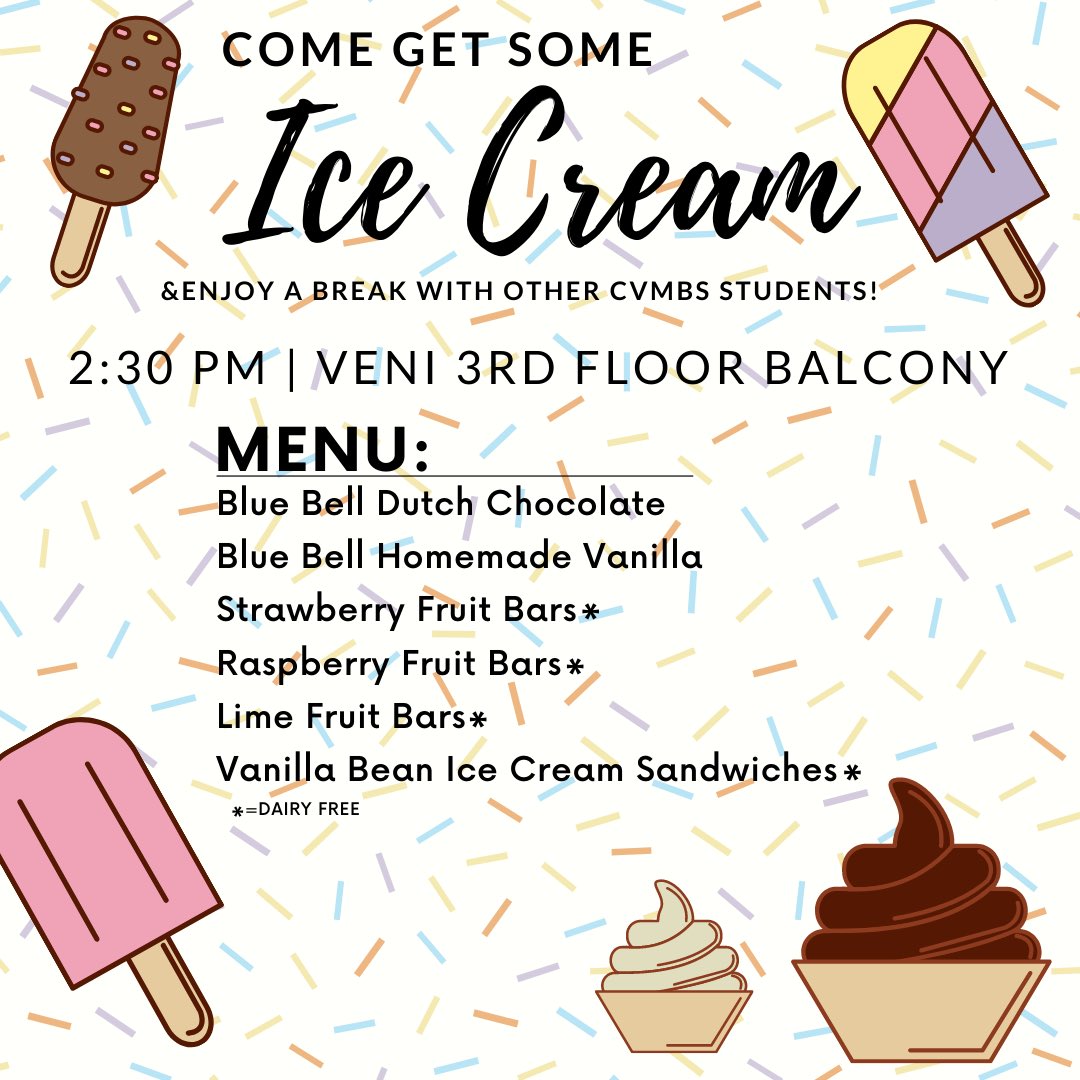cvmgsa's tweet photo. Howdy Graduate Students! Come get some ice cream 🍦 and enjoy a sweet break with GSA!

*If you didn’t place order, there is still an ice cream for you! https://t.co/UEGj7H78GW