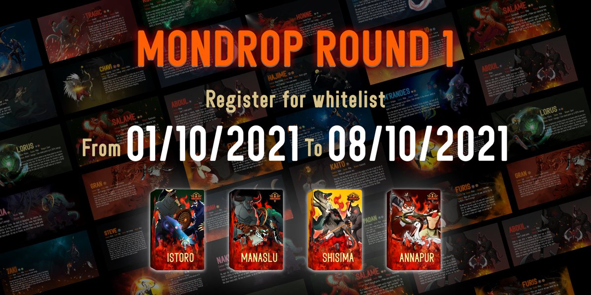 Mondrop Round 1 - 3PM 8th Oct (UTC)

Whitelist Application Form for Mondrop Round 1 here: gleam.io/Qkctt/mondrop-…

The form will be closed at 9AM 8th Oct (UTC)