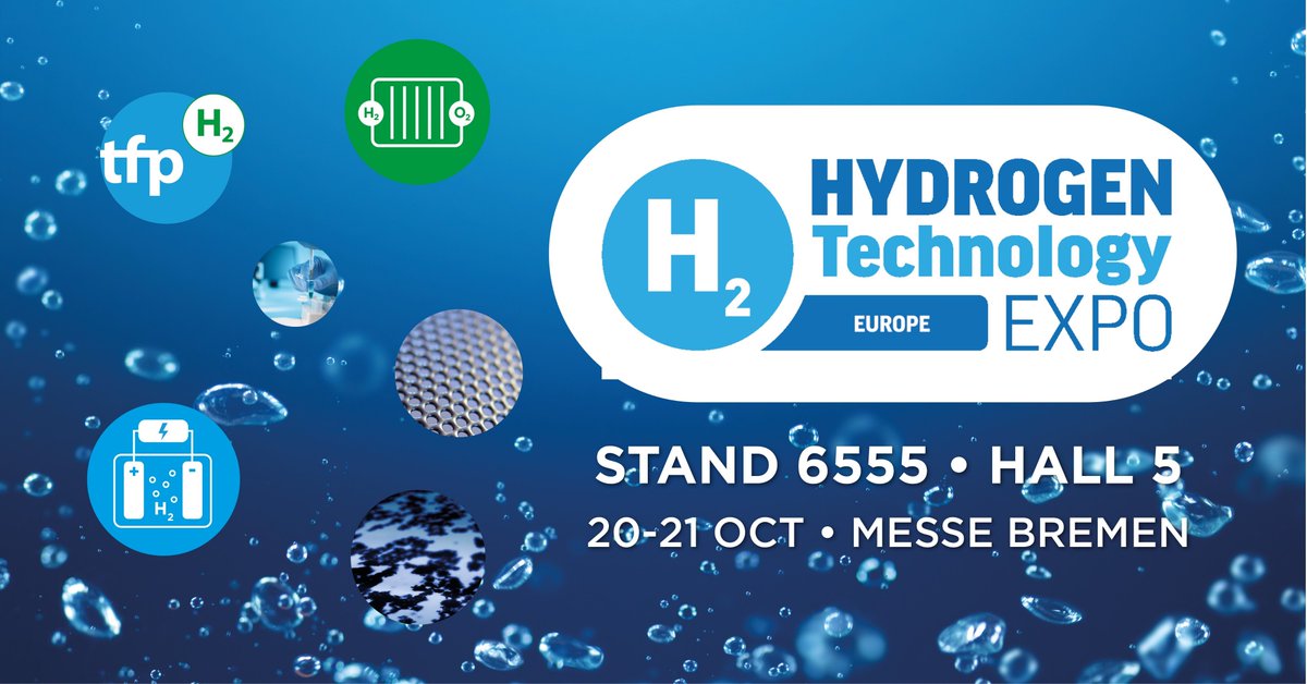 Just over 2 weeks until TFP Hydrogen Products will be exhibiting at the #HydrogenTechnologyExpo Europe in Bremen. Join the team on stand 6555 in hall 5 to find out more about our materials for #PEMelectrolysers and #fuelcells.

tfphydrogen.com/news-and-media…
