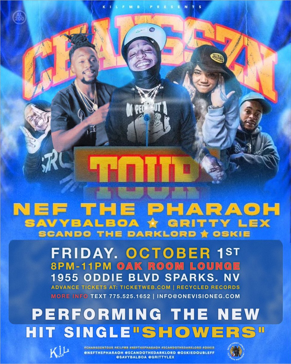 BLC Vibezzzz 📍🌃 ✈️‼️
Tonite at the <a href="/RoomOak/">Oak Room Lounge</a> in Reno, NV…
Come function w/ some Fly Niggas 🚀<a href="/NefThePharaoh/">Big Chang Chang</a> Chang Chang Tour!!Doors open at 8:00!! Pull up activities #RealReno #FNM