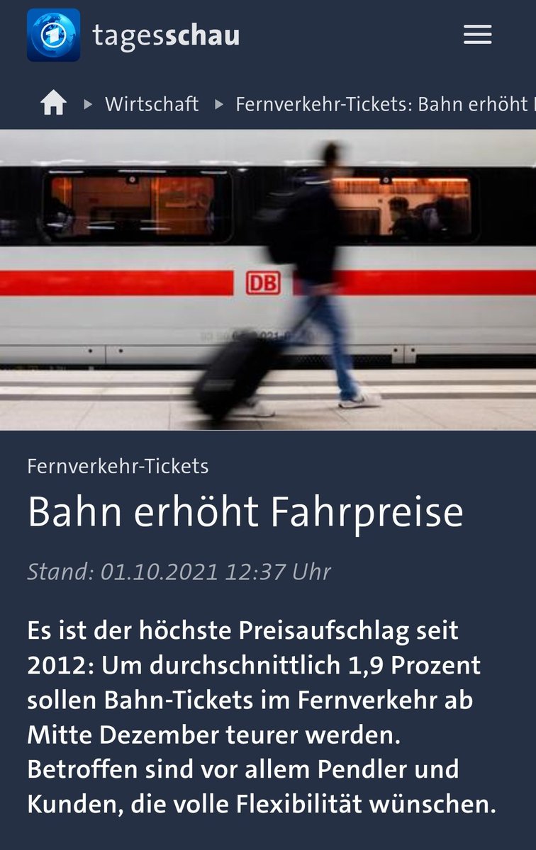 Während in Österreich das Klimaticket eingeführt wird, erhöht die Deutsche Bahn wieder einmal die Preise. Deutschland ist im letzten Jahrhundert steckengeblieben.