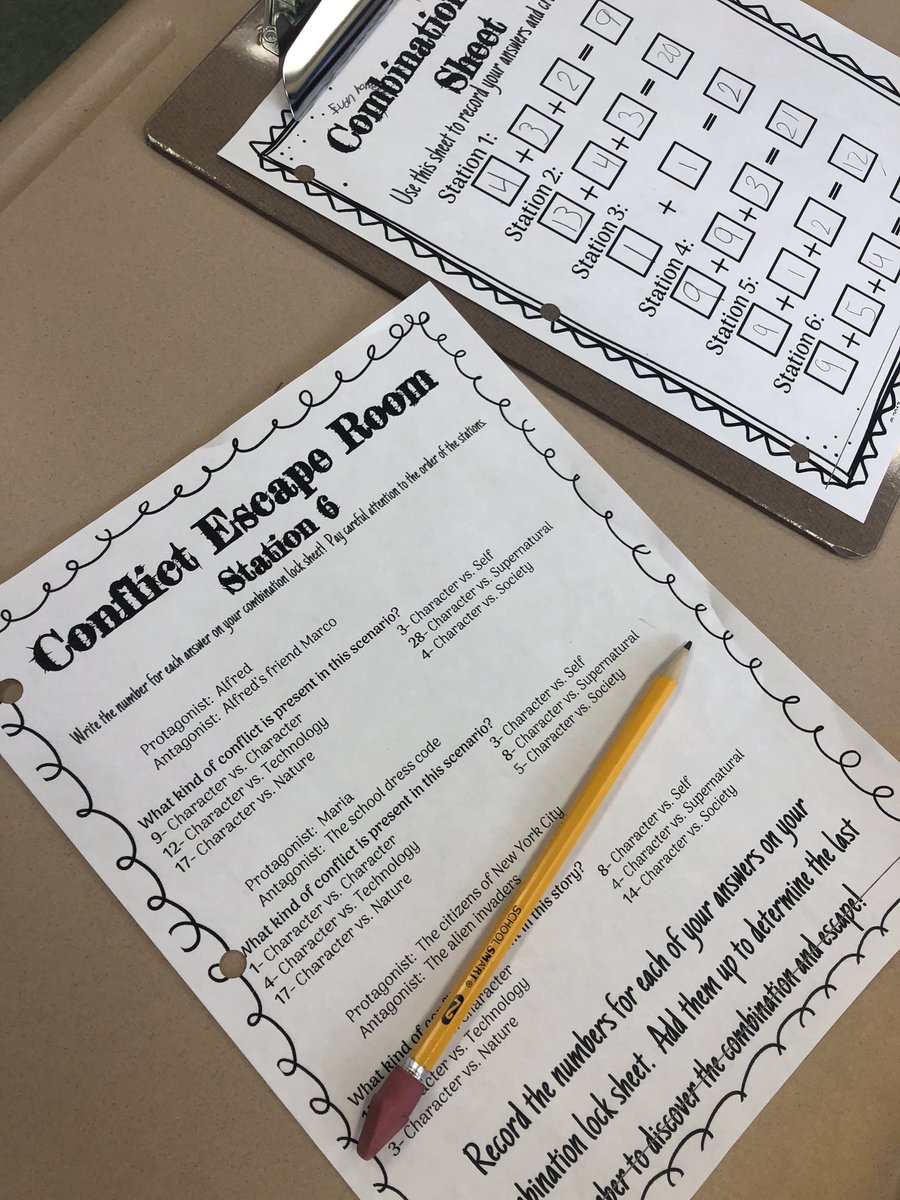 Fun in ELA! Students worked together identifying types of conflicts in order to crack the code for this Conflict Escape Room 🔐 @CoachKane_ELA