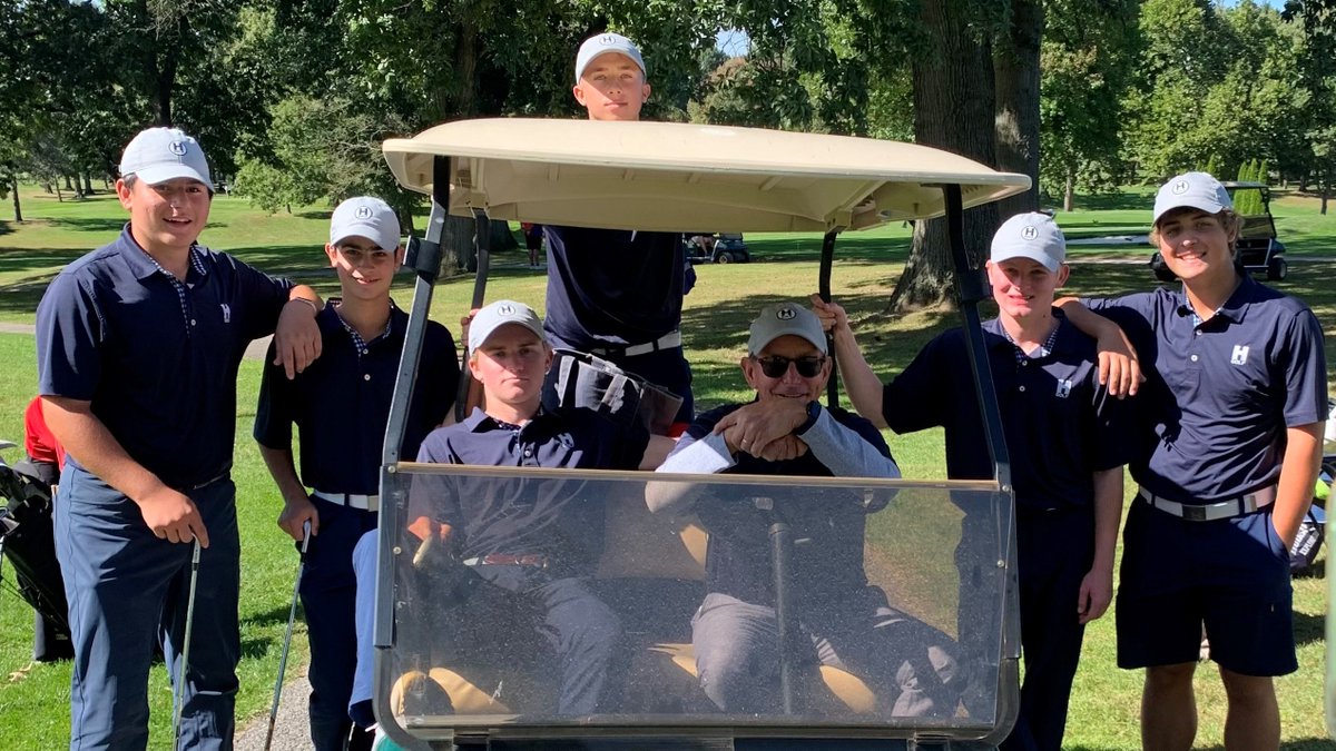 hudsongolfrocks's tweet photo. HUD boys golf takes the Suburban League title for the first time since 2016 after winning the final league tourney at Good Park GC.  Pamer medals with a 72, Sizemore with a strong 78, Fauver 80, Lawler 81.  Great work guys!  #rollHUD https://t.co/cbKjvWnKEV