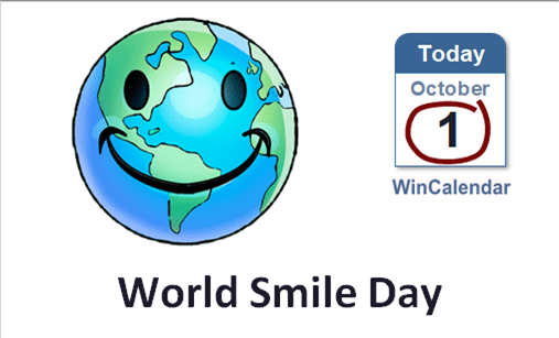 WinCalendar's tweet photo. Today is World Smile Day. Every smile makes you a day younger ! Keep Smiling! https://t.co/MAFLmChZdI https://t.co/pBByAZQGWb