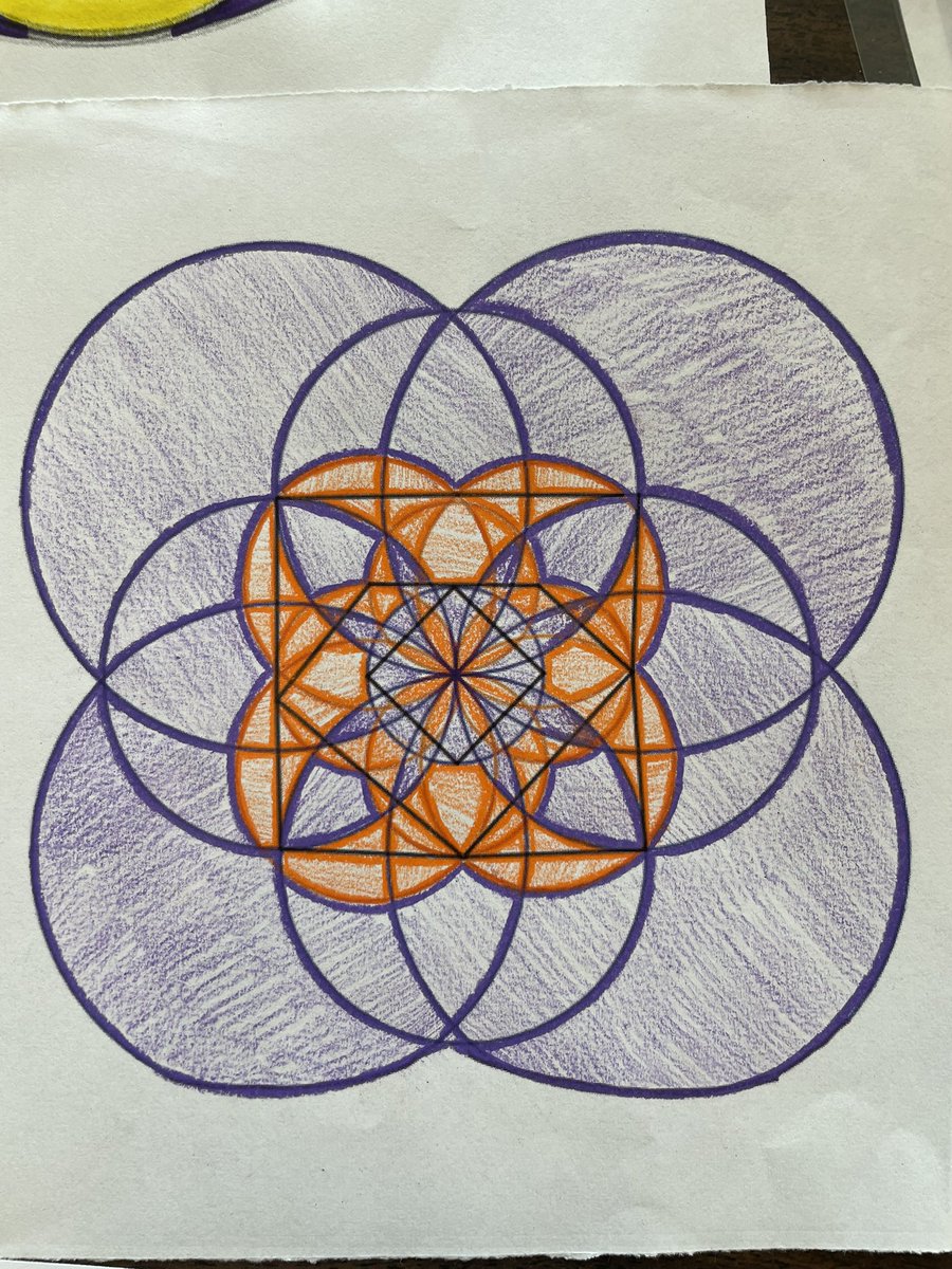 DrPickelNation's tweet image. @StevensMath had her students use the seed of life to create some lovely geometric art this last day before break @c0mplexnumber @ORSchools @10Gadams #circlesgc