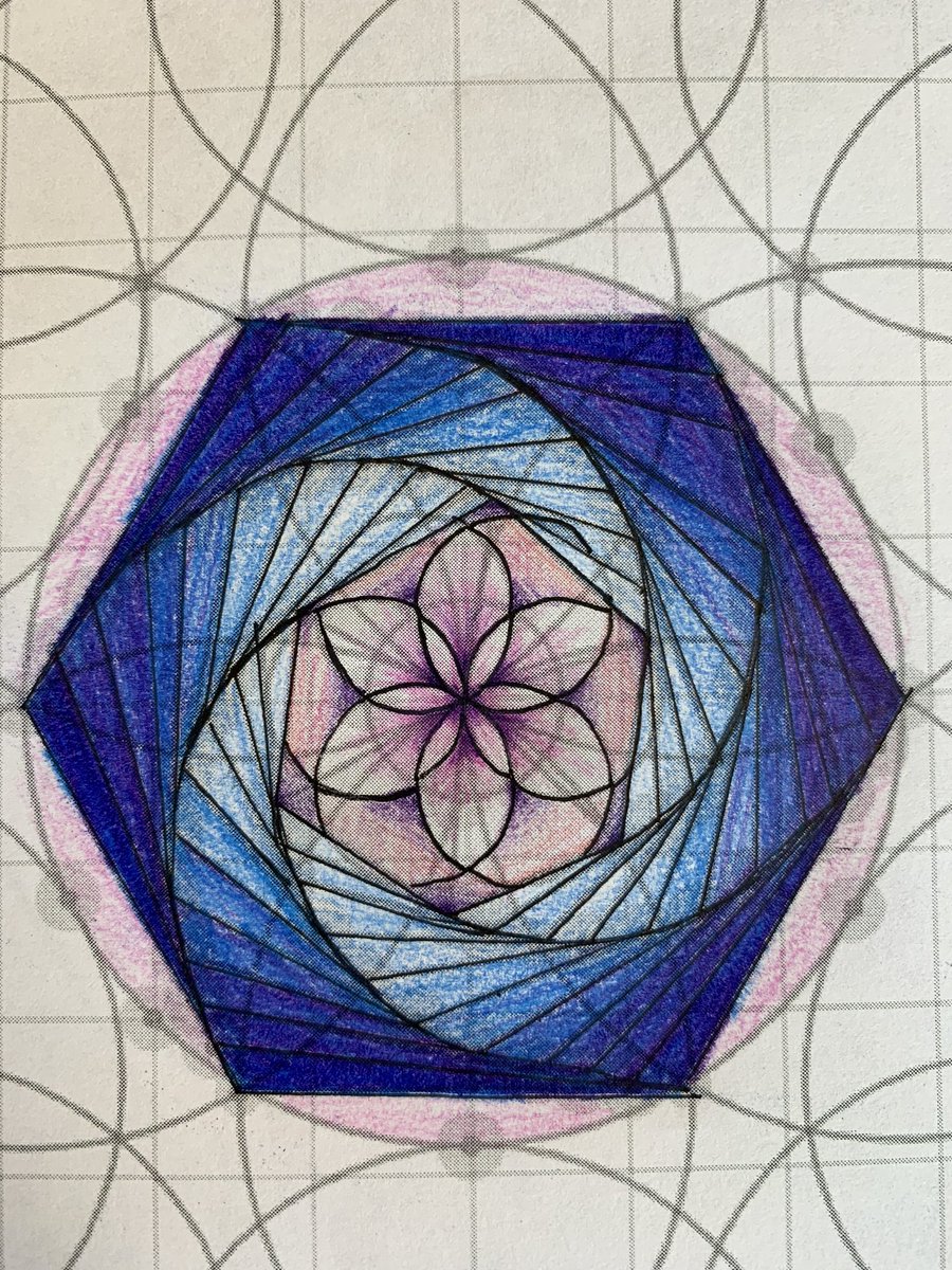 DrPickelNation's tweet image. @StevensMath had her students use the seed of life to create some lovely geometric art this last day before break @c0mplexnumber @ORSchools @10Gadams #circlesgc