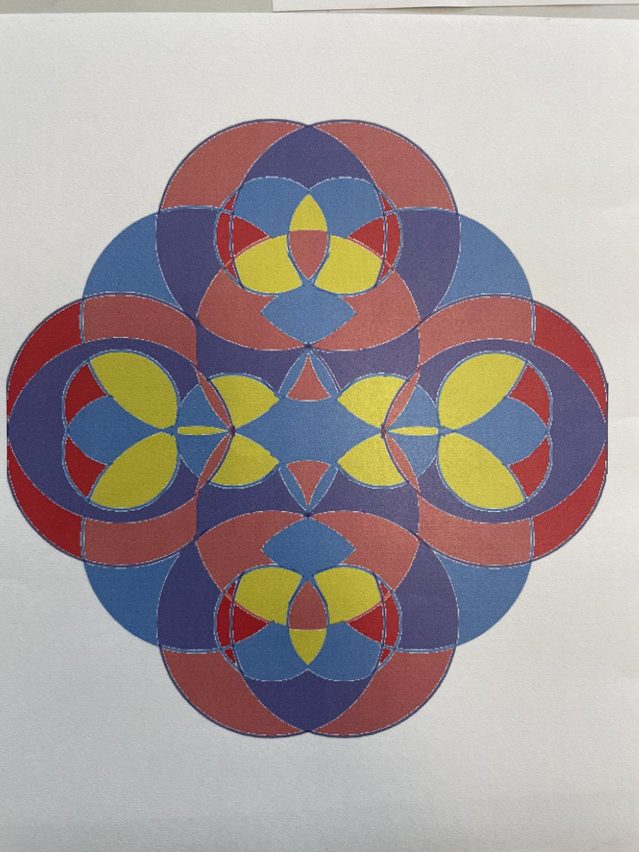 DrPickelNation's tweet image. @StevensMath had her students use the seed of life to create some lovely geometric art this last day before break @c0mplexnumber @ORSchools @10Gadams #circlesgc