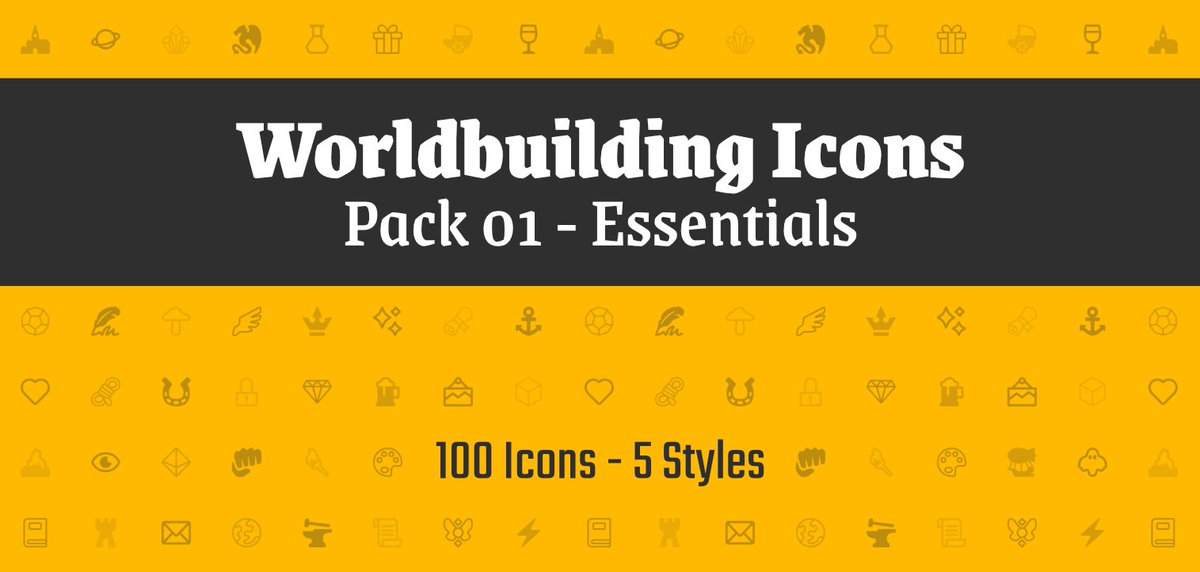 tjtrewin's tweet photo. Launched today!🎉

Worldbuilding Icons Pack 01 - Essentials
🏷https://t.co/A5kjhK7mzd

🌍100 worldbuilding themed icons
✨5 show-stopping styles
📄 .SVG files &amp; .PNGs (32px, 64px, 128px, 256px)
🏷 Tagged &amp; searchable in @iconsetapp 
🎨Easy customization &amp; export in @figmadesign https://t.co/1H2PsLCRji