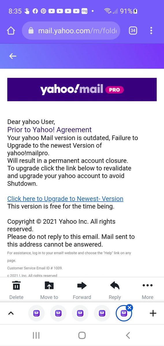 cdbibay's tweet photo. @yahoocare hello I got this email this morning and was wondering if this is something that is legit? https://t.co/5ac4wfRtv9