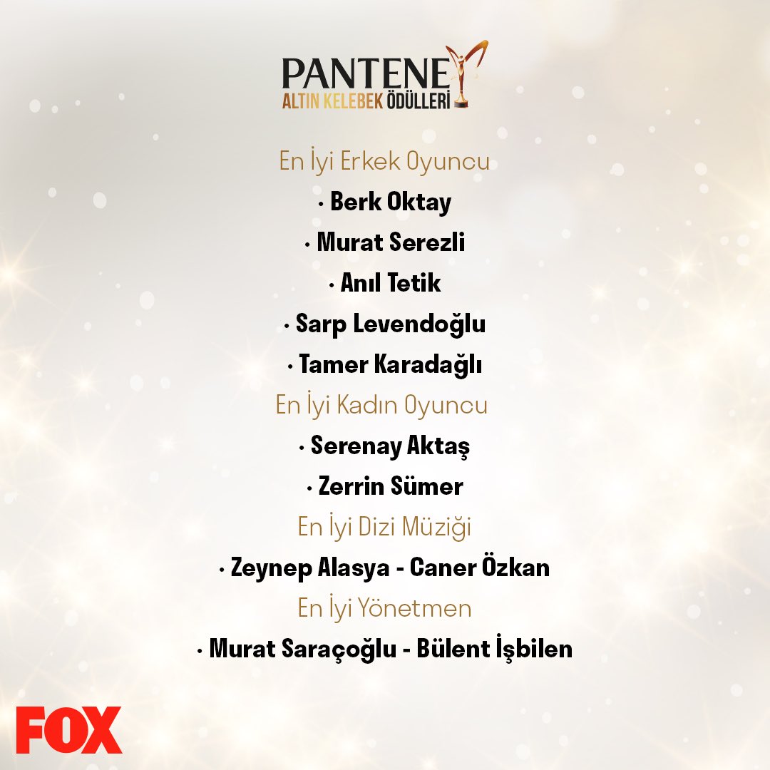 Pantene Altın Kelebek Ödülleri'nde #Savaşçı birçok dalda aday gösterildi. 🤩
Oy vermek için bio'daki linke tıklayabilirsiniz! @FOXTurkiye